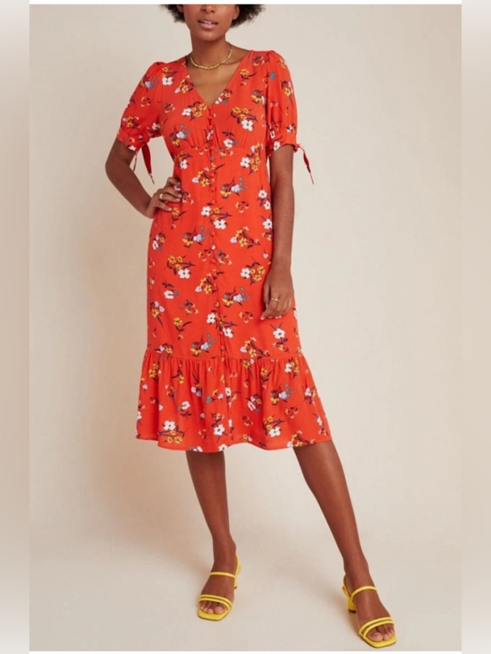 Maeve Eudora Floral Print Midi Dress size 8